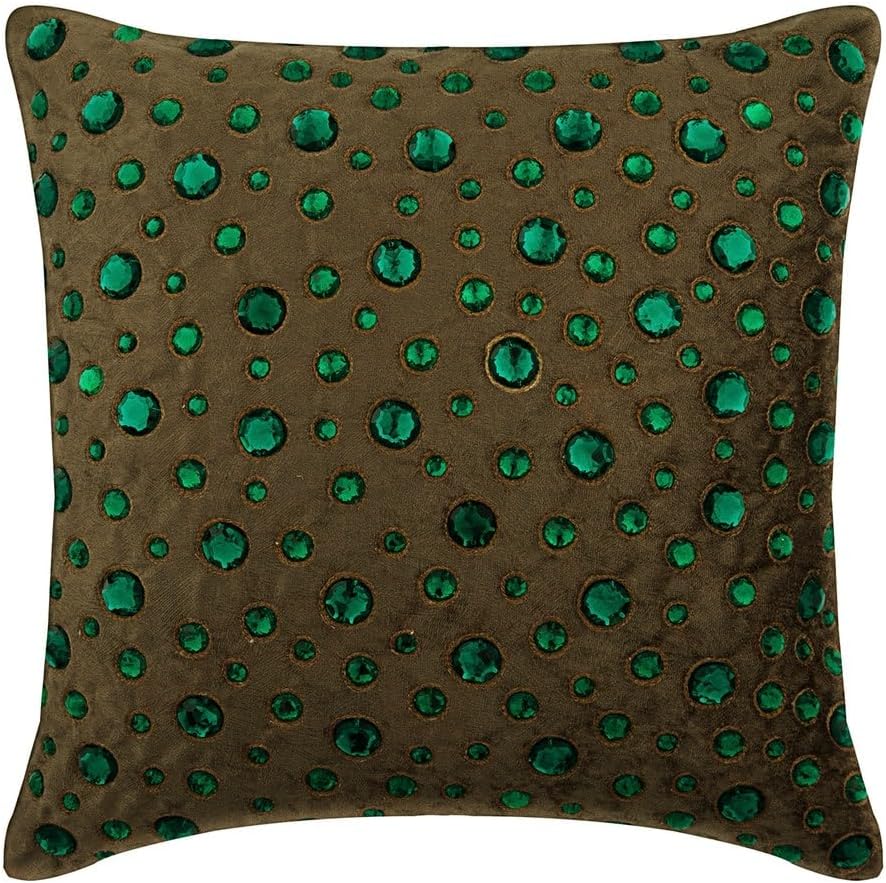 ザ ホームセントリック デコラティブ ベージュ クッション, 2個パック、65x65 cm 人口皮革＆スエード お洒落, クリスタル