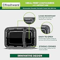 Vista 5 de Freshware Contenedores de preparación de comidas [paquete de 50] 2 compartimentos con tapas, contenedores de almacenamiento de alimentos, caja