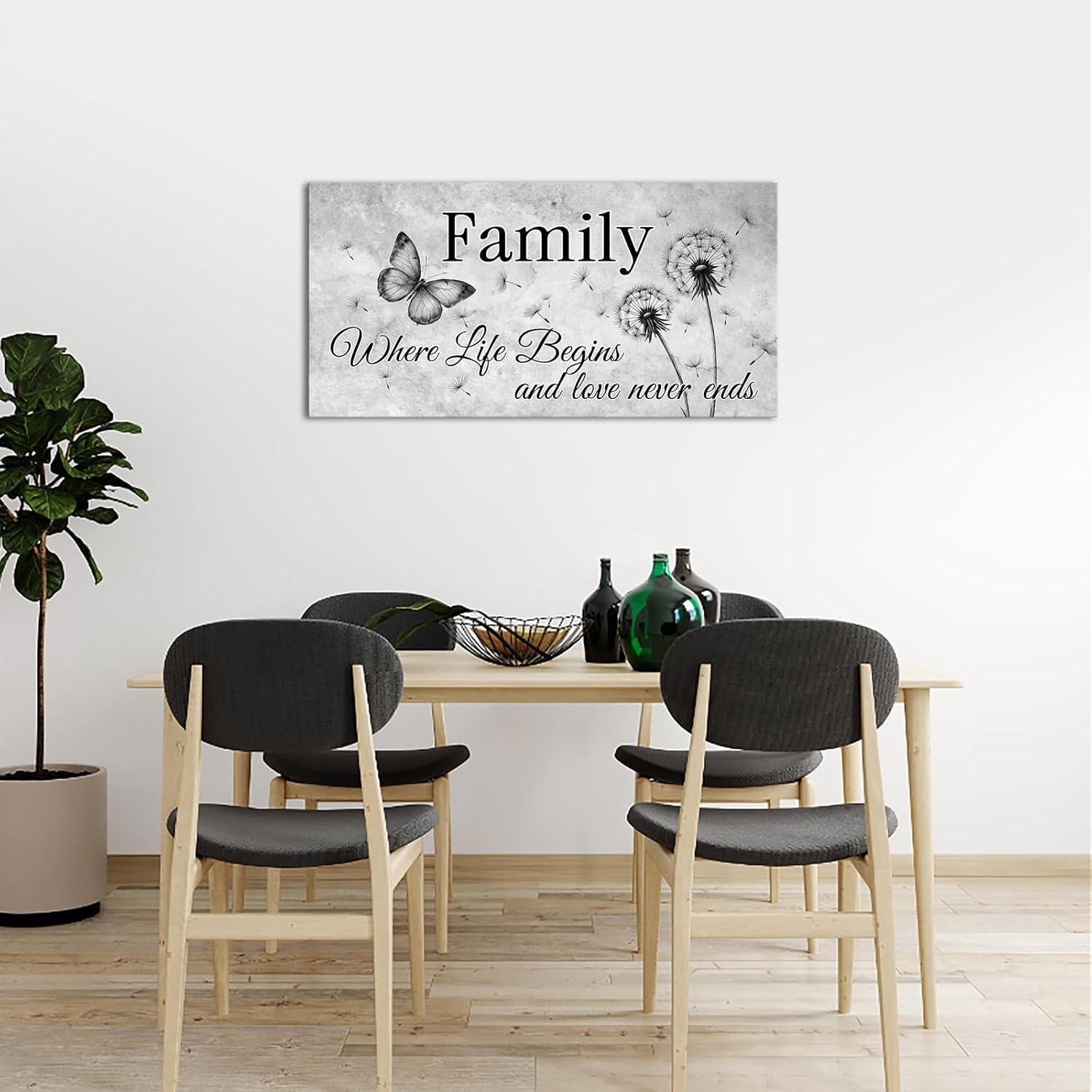 Canvbay Inspirational Quote Wall Art Family Where Life Begins and Love Never Ends Canvas Prints Artwork for Bedroom Living Room Kitchen 20x40inch - Image 5