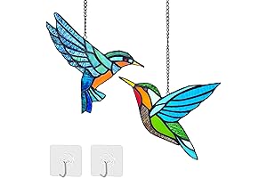 Royxen Hummingbird Stained Glass Window Hangings: Vibrant Home Décor with Nature's Grace