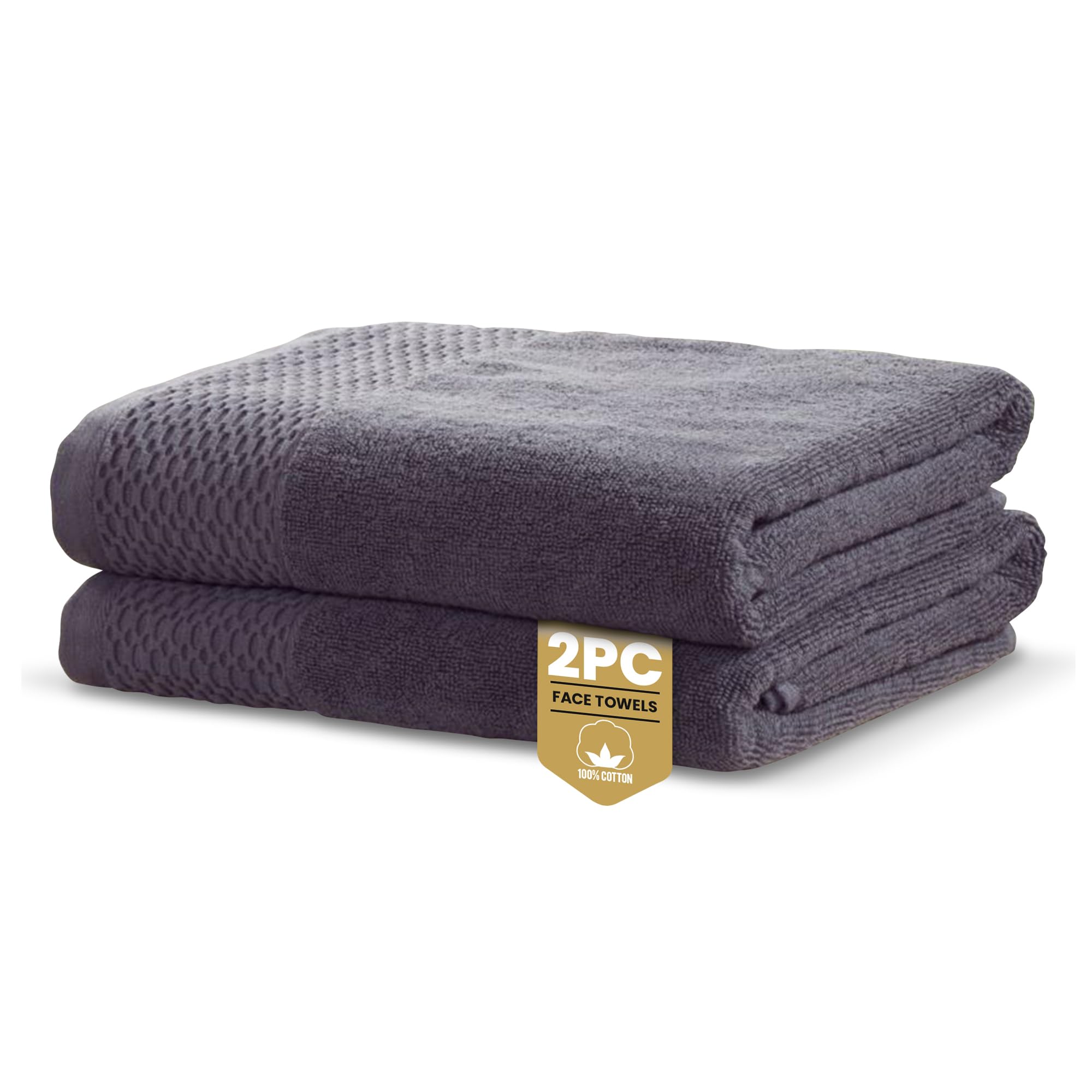 Rapport Home Eden Weave Face Towels 2-Pack Luxurious 100% Cotton 500gsm Soft Absorbent Face Cloths, Oeko-Tex Certified Bathroom Hand Towels | Steel Grey (30x30cm)