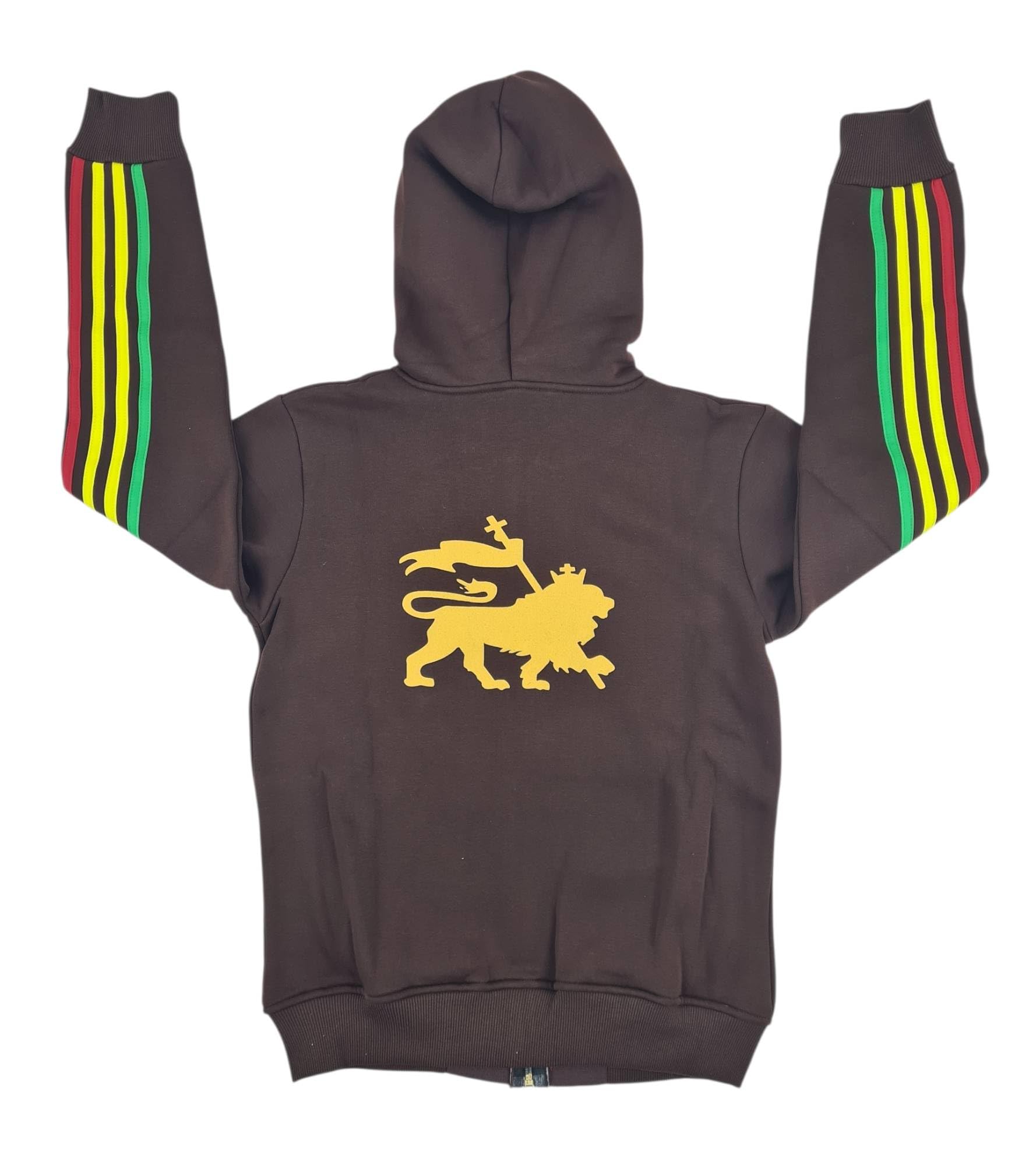 Time Is Money - Set tuta da uomo Rasta, con cappuccio e pantaloni da jogging, con cerniera intera, dettagli a righe rasta, abbigliamento casual streetwear