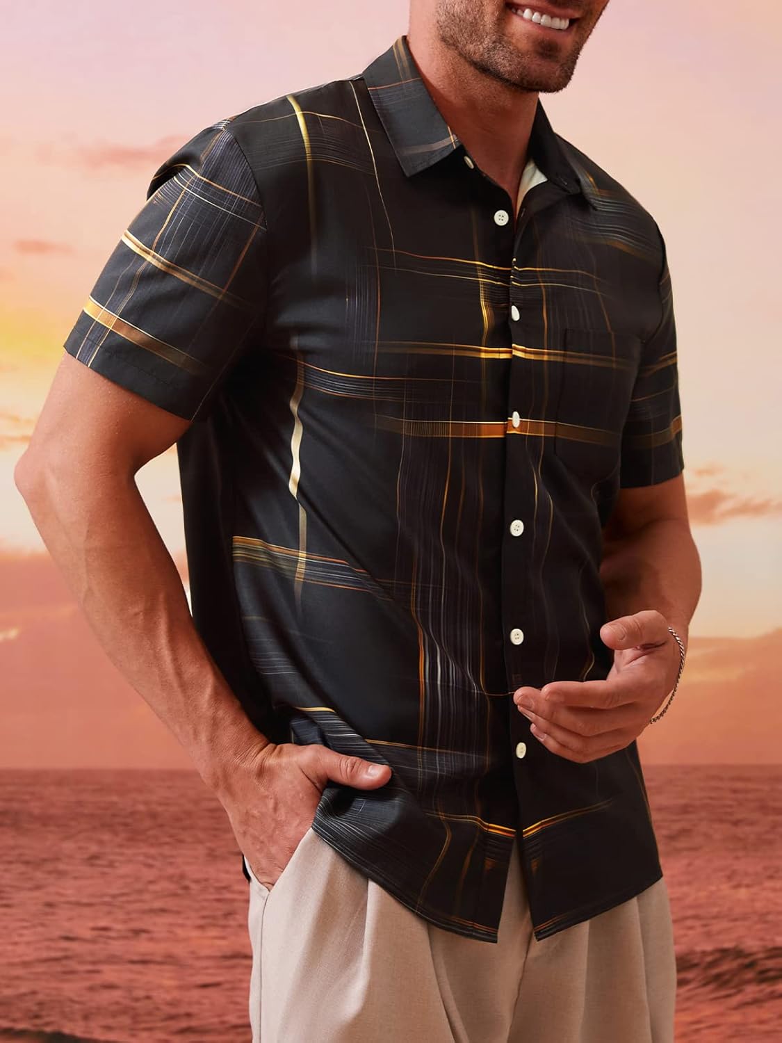 Hardaddy Men's Hawaiian Shirt Short Sleeves Printed Button Down Summer Beach Casual Shirts - Image 5