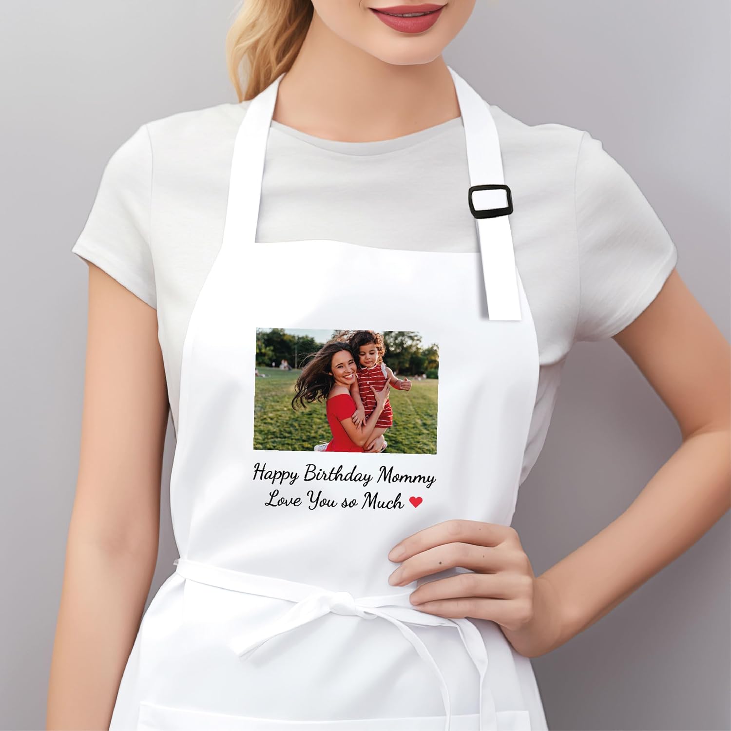 Custom Name Photo Logo Grilling & Cooking Aprons for Women and Men, Personalized Adult Kitchen Apron, Customized Waterproof Polyester Chef Apron, Custom Aprons for Women, Adjustable Bib with 2 Pockets - Image 4