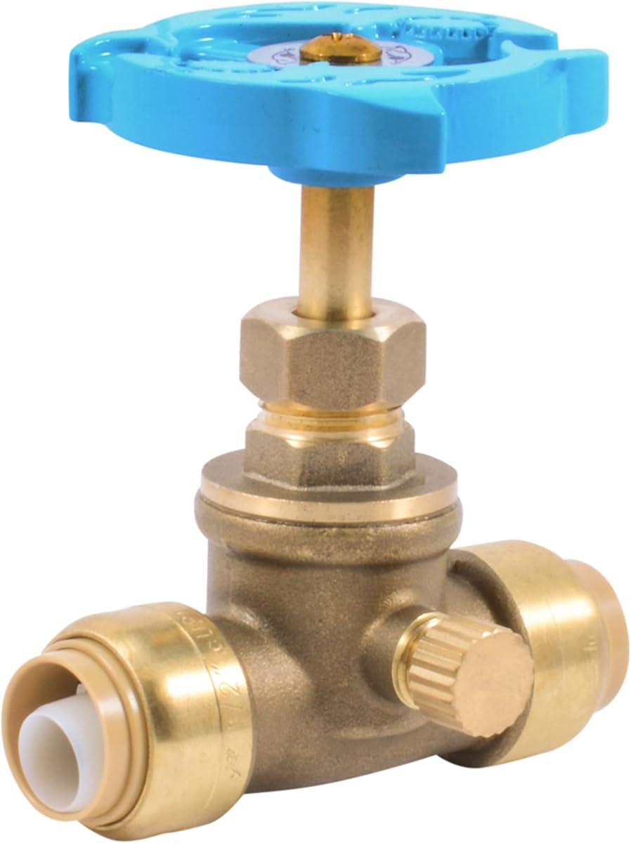 Válvula de cierre de 1/2 pulgada con drenaje y ventilación, conexión de plomería de latón a presión, tubería PEX, cobre, CPVC, PE-RT, HDPE, 24634LF