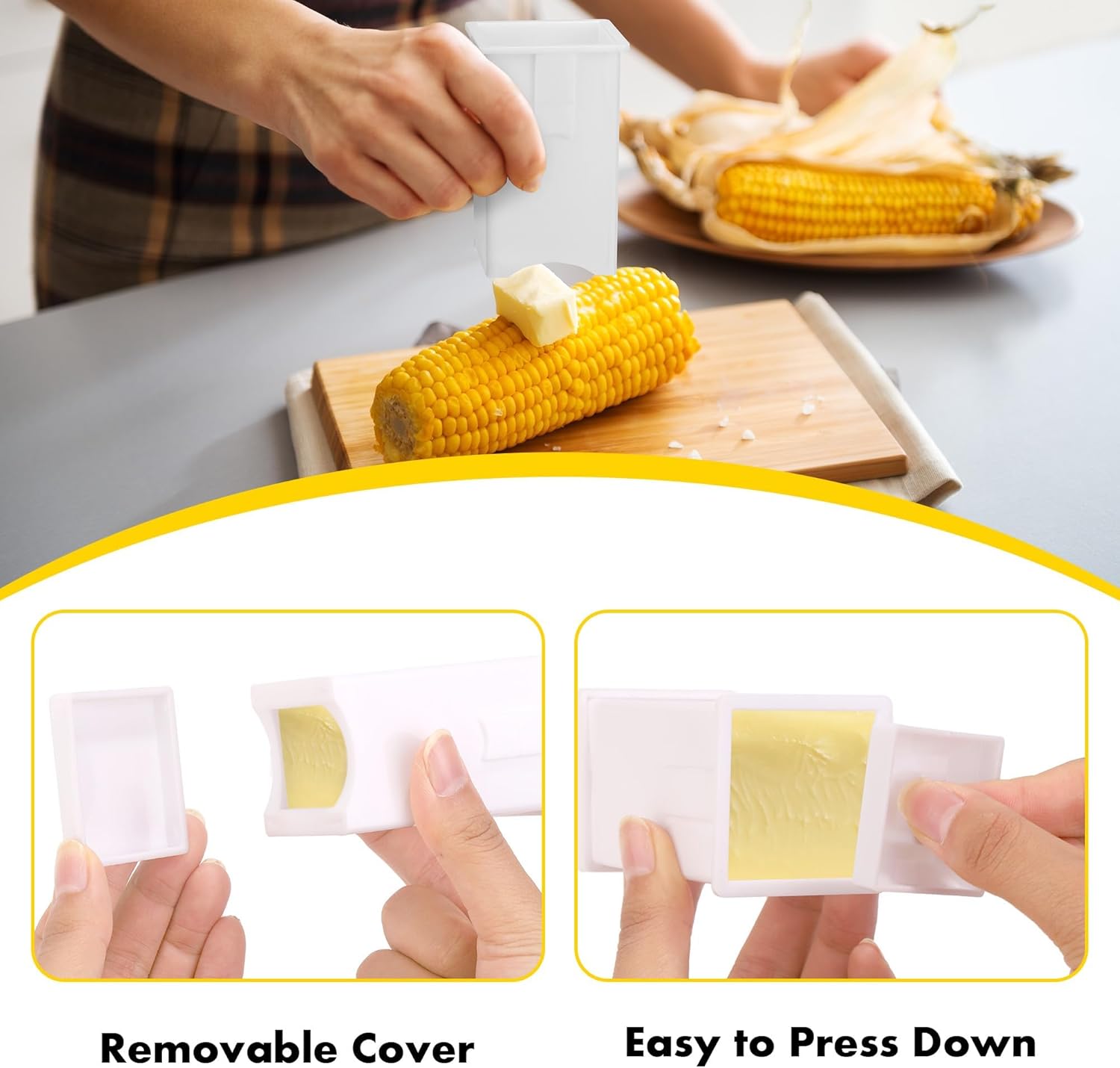 Kochorie Ceramic Corn Dishes Corn Holders Set Includes 6 Corn Trays 6 Stainless Steel Corn Holders and Butter Spreader for Home Cooking Parties Skewers BBQ Camping Microwave Dishwasher Oven Safe