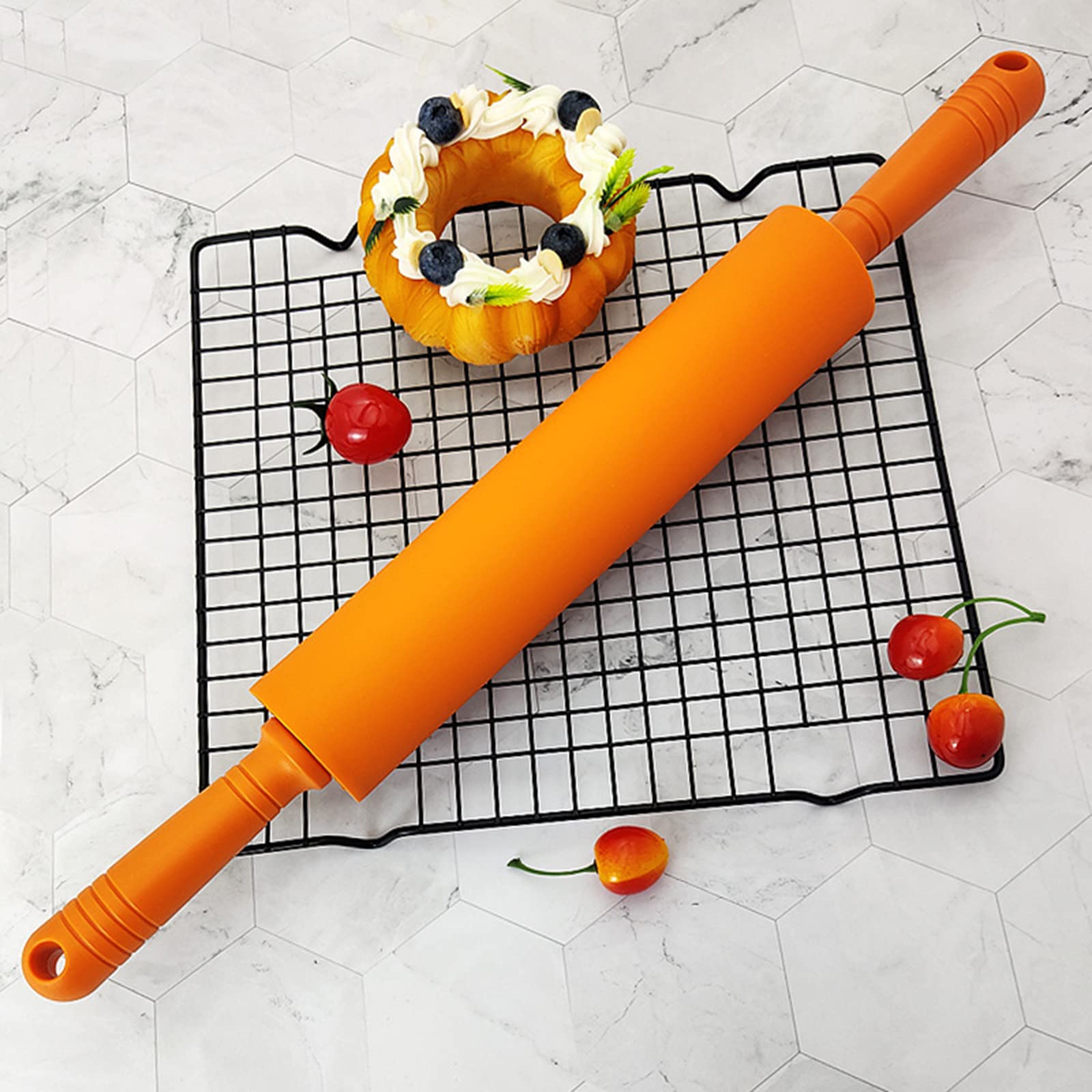 Rodillo de silicona antiadherente de gran tamaño para fondant, para cocina, para pasteles, fideos, utensilios para hornear, rodillo de silicona para hornear
