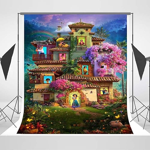Telón de fondo mágico de Encanto para casa de 5 x 3 pies, feliz cumpleaños, bosque de hadas, país de las maravillas, fondo de Encanto para fiestas
