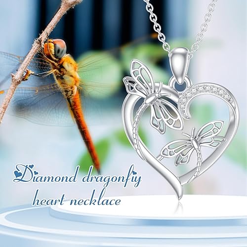 Miniatura 6 de LWXIE Diamond Dragonfly Necklace for Women in Sterling Silver Dragonfly Pendant Gift for Christmas Mother's Day Anniversary Birthday Jewelry Gifts