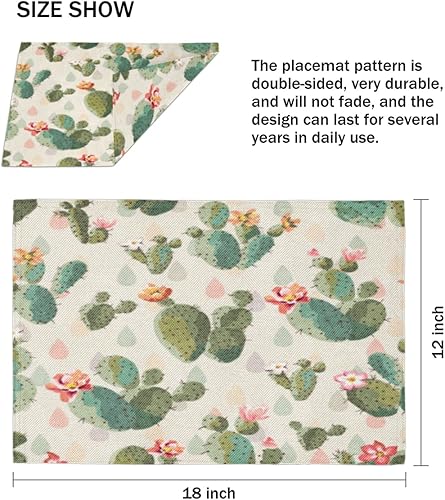 Miniatura 4 de Juego de 4 manteles individuales de estilo divertido de cactus, manteles individuales lavables, impermeables, para fiestas, hogar, decoración de