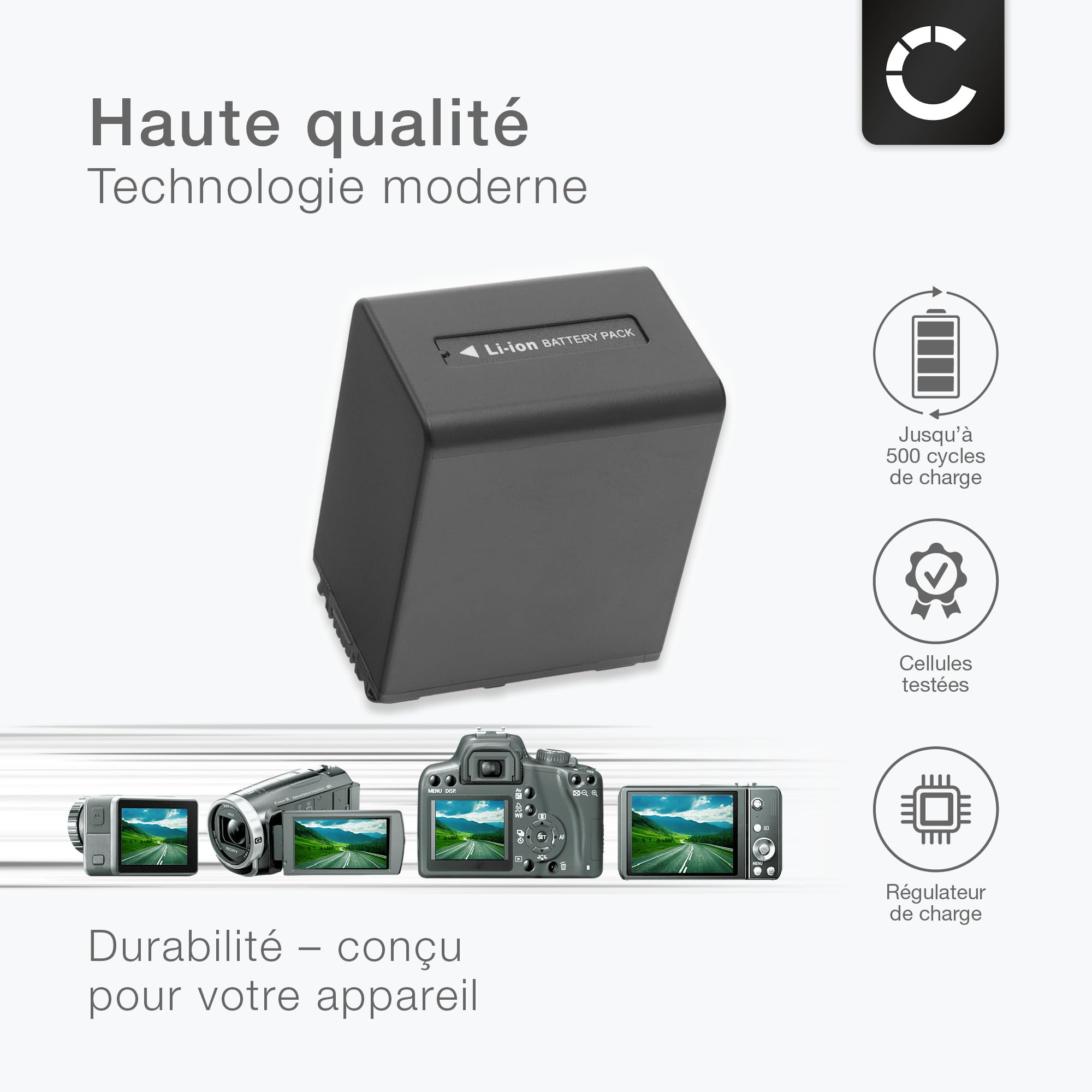 CELLONIC, Batterie pour Caméra, Compatible avec Sony FDR-AX33, NP-FV70, NP-FV50 (7.2V, 3090mAh)