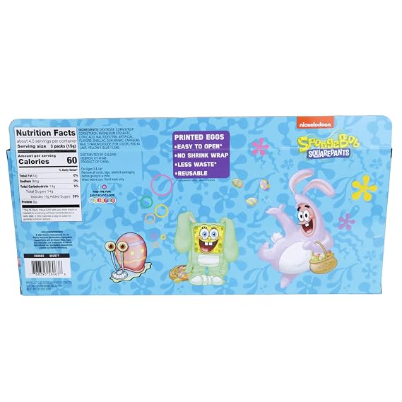 Galerie SpongeBob SquarePants Candy Filled Easter Eggs, Assorted Hard Candies Inside, Egg Hunt Essentials, 2.47 Ounces, 14 Count
