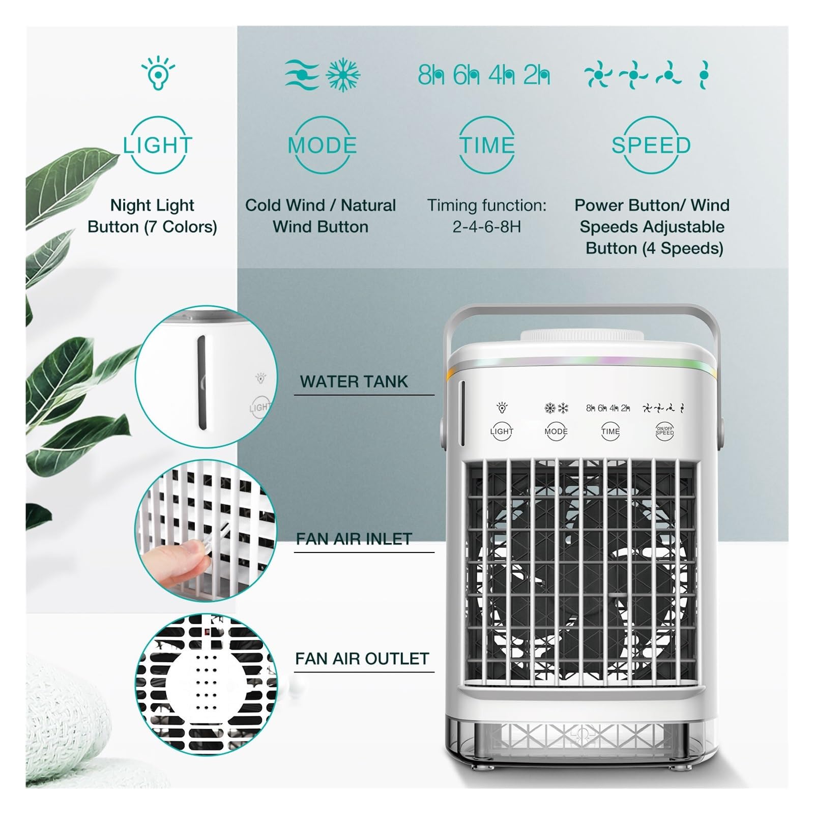 Przenośny wentylator mgły, mini klimatyzator z ultradźwiękową mgiełką do pokoju, biura lub samochodu, zasilany przez USB - kompaktowe i wydajne rozwiązanie chłodzące