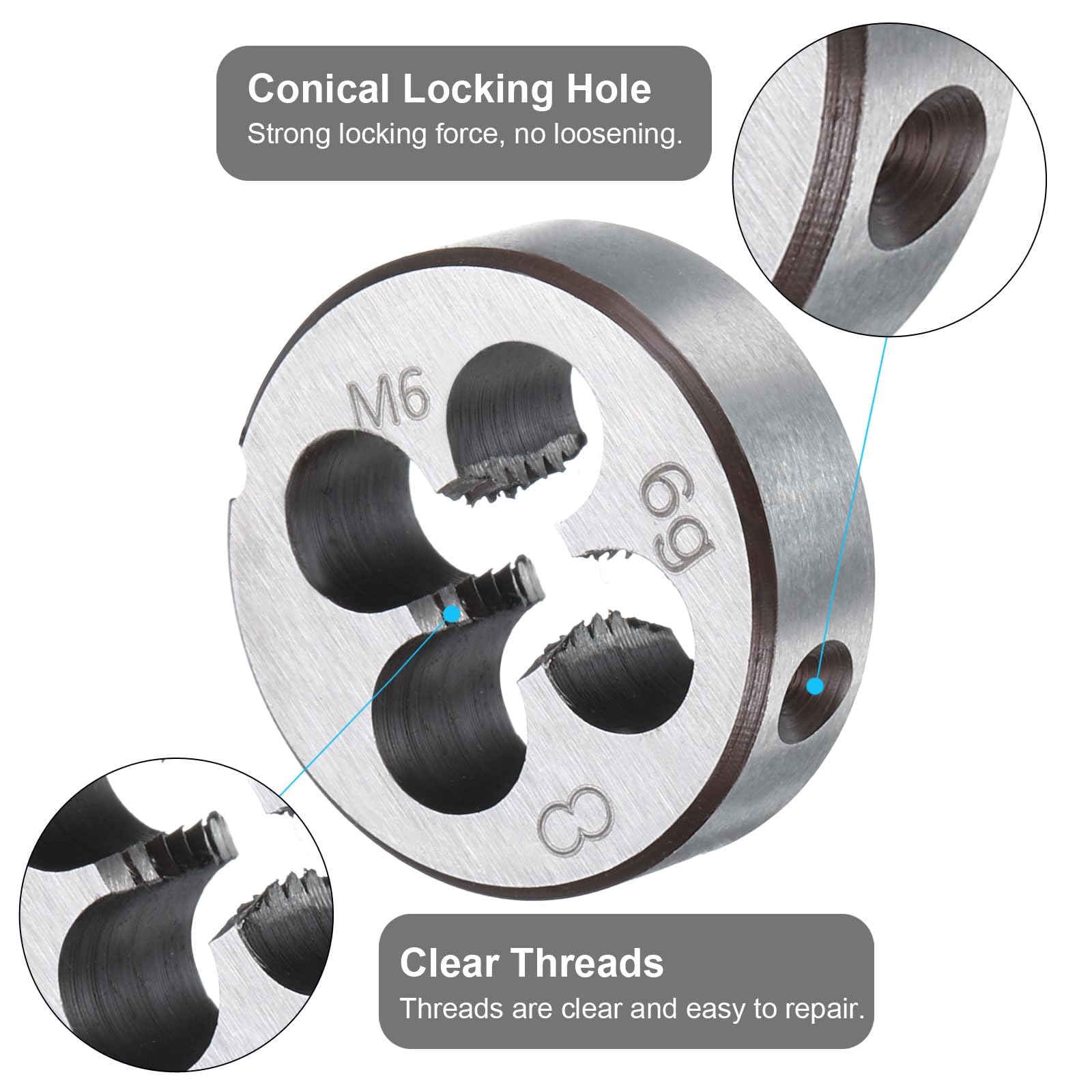 TA-VIGOR 2pcs M6 x 1.0 Metric Adjustable Threading Die - Image 3