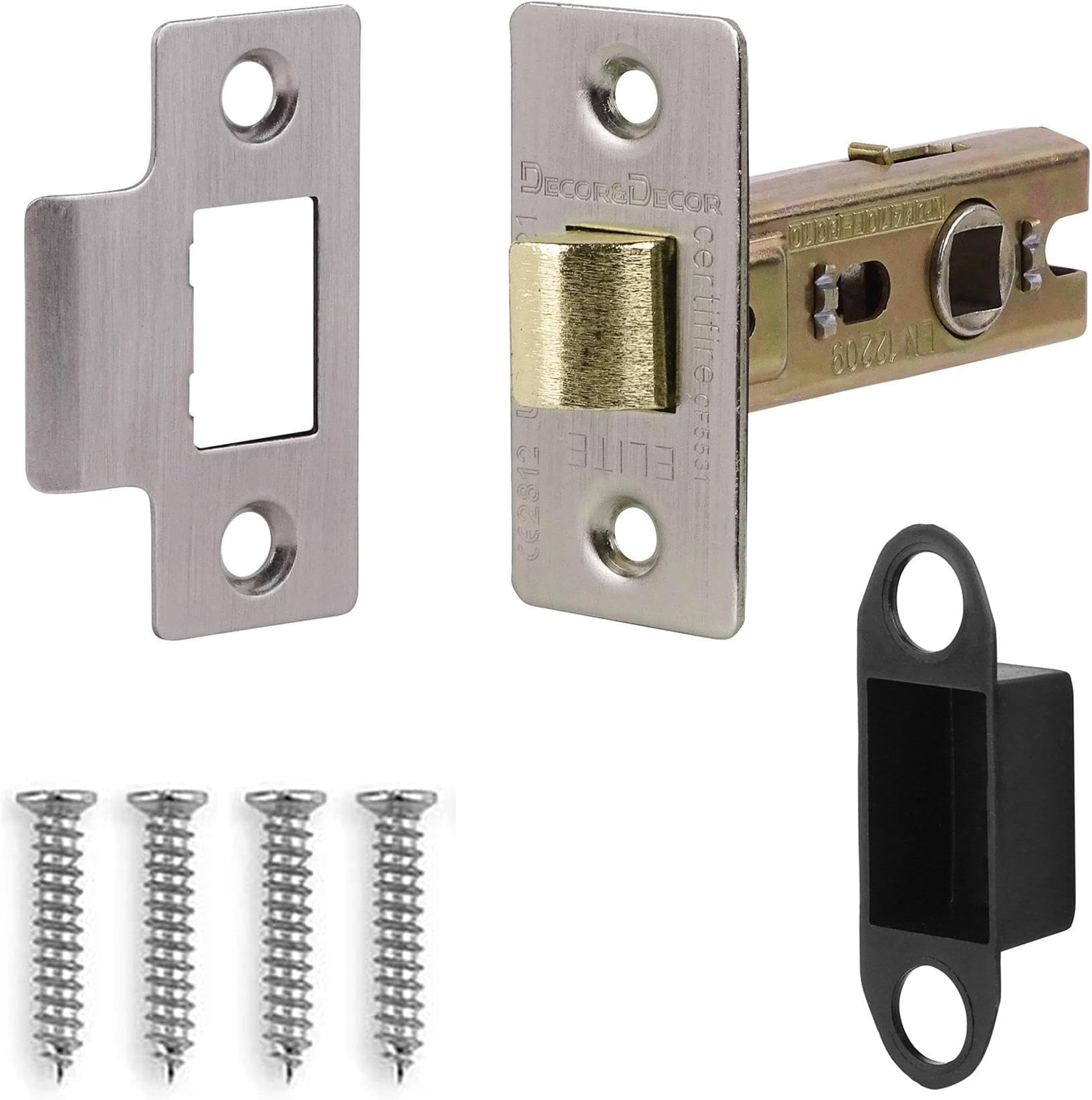 Decoranddecor 2.5 Inch Tubular Mortice Latch for Internal Doors, Fire Rated - 1 Pack - 44 mm Back Set - 64 mm Overall Length - Satin Nickel