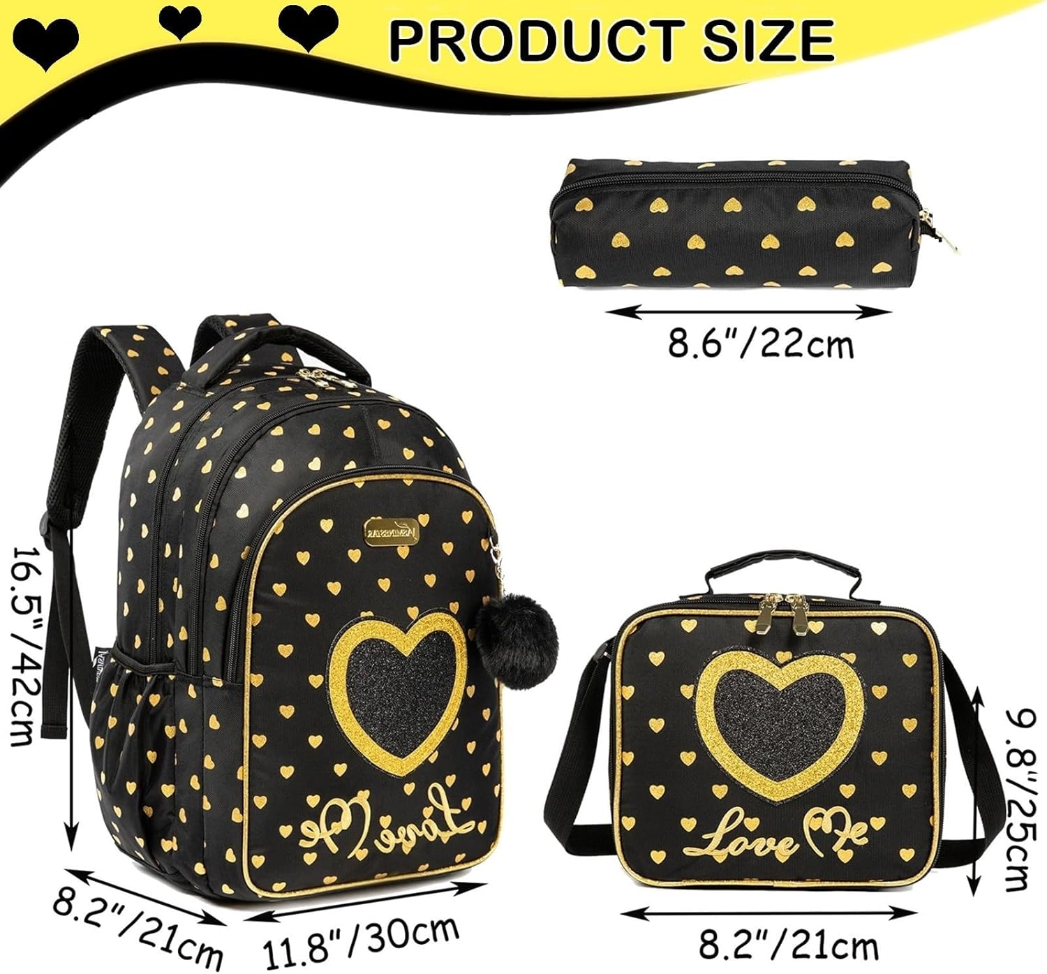 Kids School Backpack for Girls Lightweight Bookbag with Lunch Box Pencil Case Large Capacity Backpack for Elementary Students Durable School Bag with Adjustable Straps (12810-3)