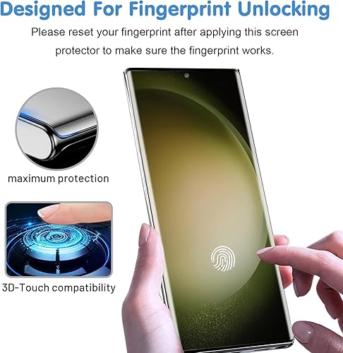 Miniatura 3 de letosan Protector de pantalla de vidrio templado 9H, compatible con huellas dactilares ultrasónicas, curvado en 3D, resistente a los arañazos para