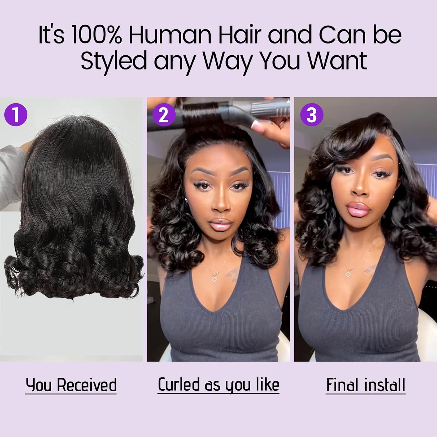 Wear and Go Glueless Wigs Pre Plucked Pre Cut 4x4 Body Wave Bob Wig Human Hair wigs for black women Short Bob Wig Human Hair 180 dentisty natrual color 14inch - Image 3