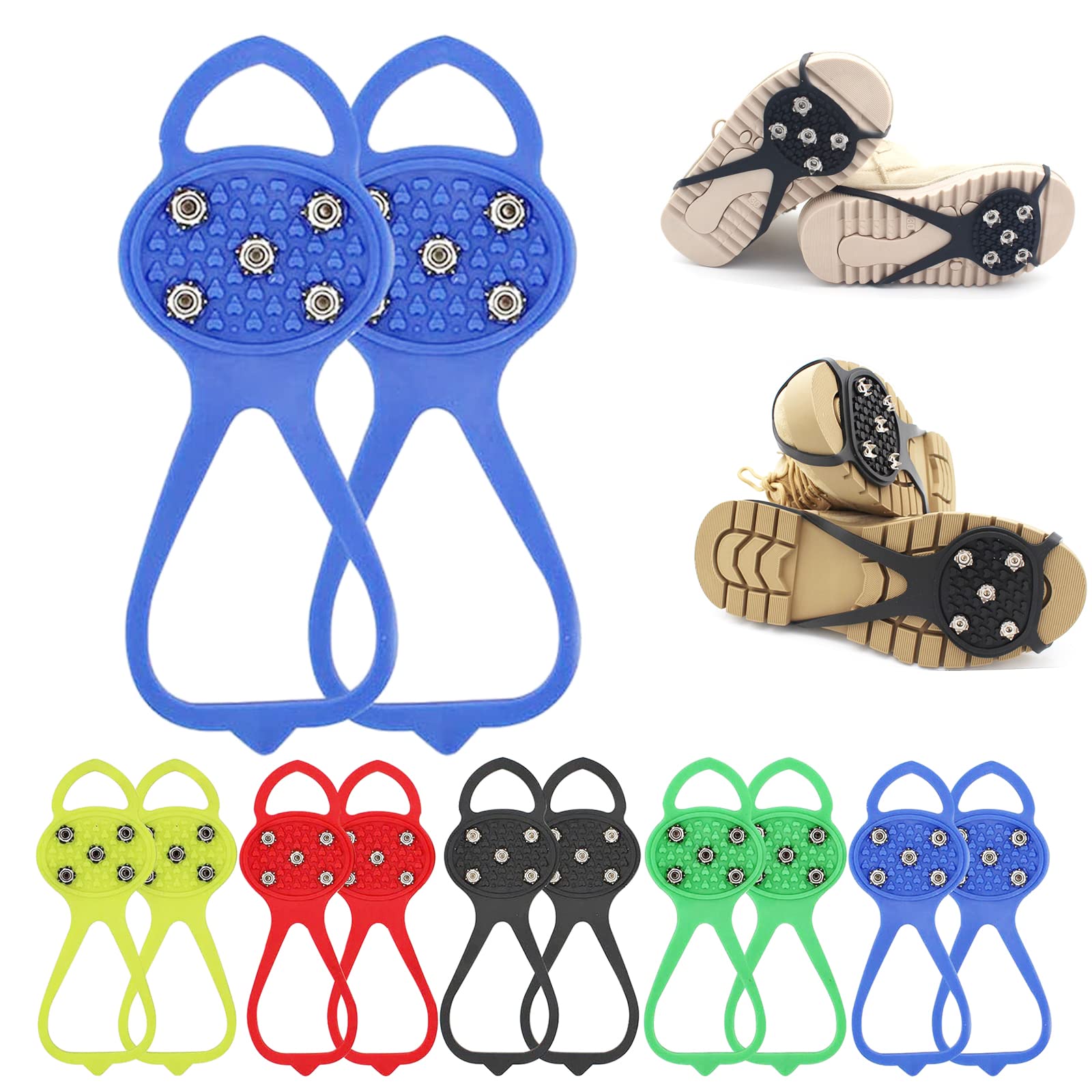 BNGXRUniversal Non-Slip Gripper Spikes, 2025 Upgraded Universal Gripper Spikes Non Slip Shoe Grips, Traction Cleats Ice Snow Grips Anti Slip Silicone for Hiking Walking Climbing Fishing