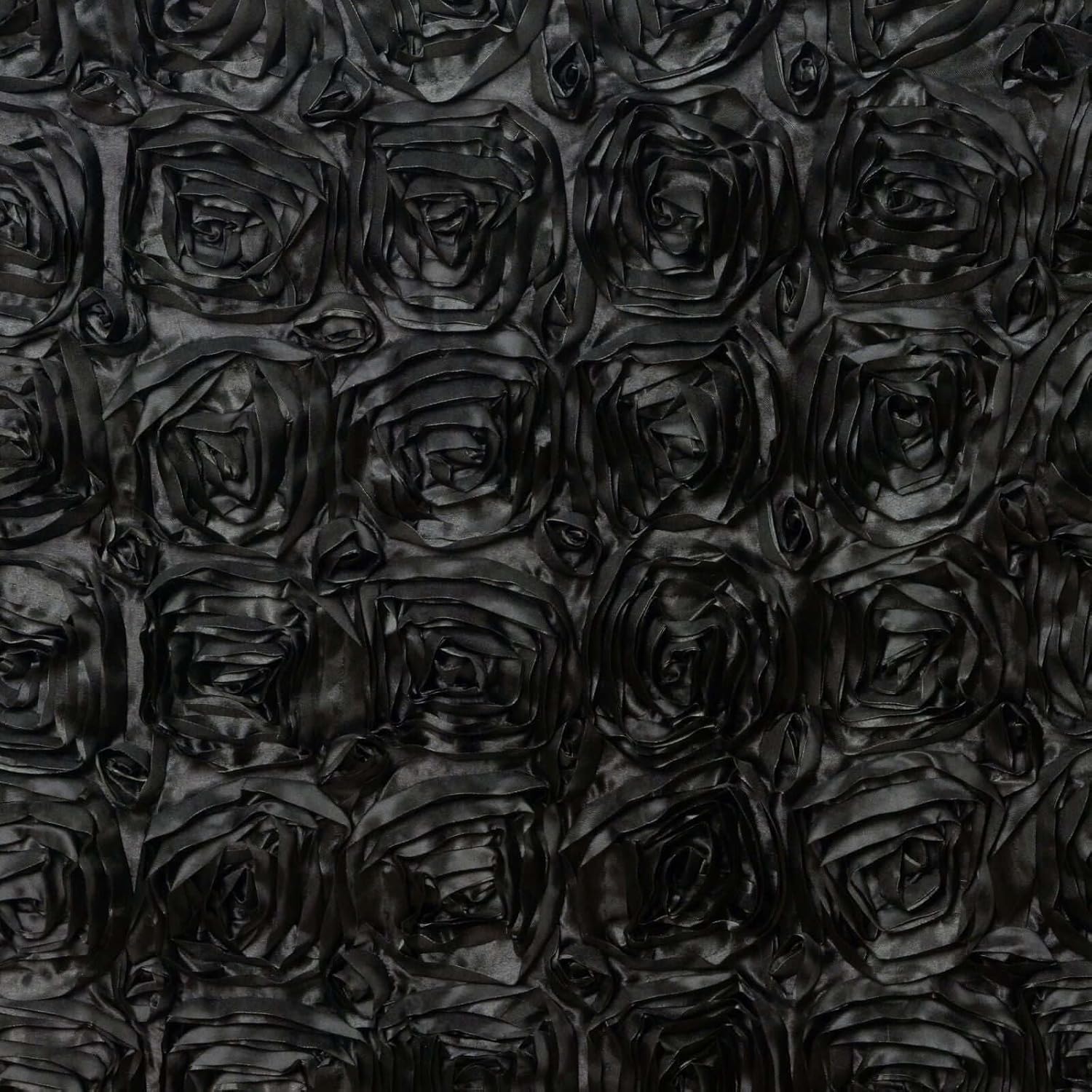 TABLECLOTHSFACTORY Wonderland Rosette Table Skirt for Kitchen Dining Catering Wedding Birthday Party Decorations Events - Black