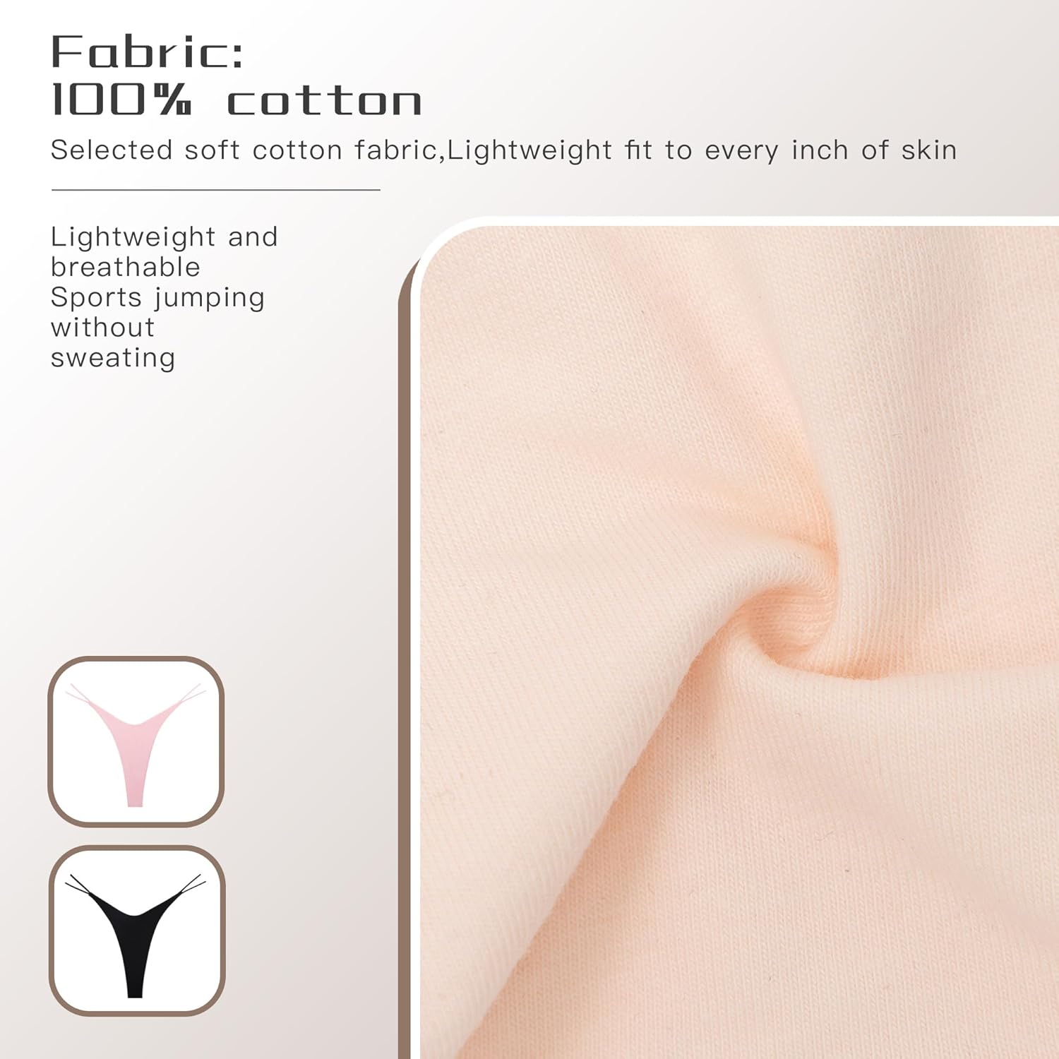 VISSAY Cotton Thongs for Women G-String Breathable Underwear Low Rise T-back Panties Comfortable Stretch 4 Pack - Image 4