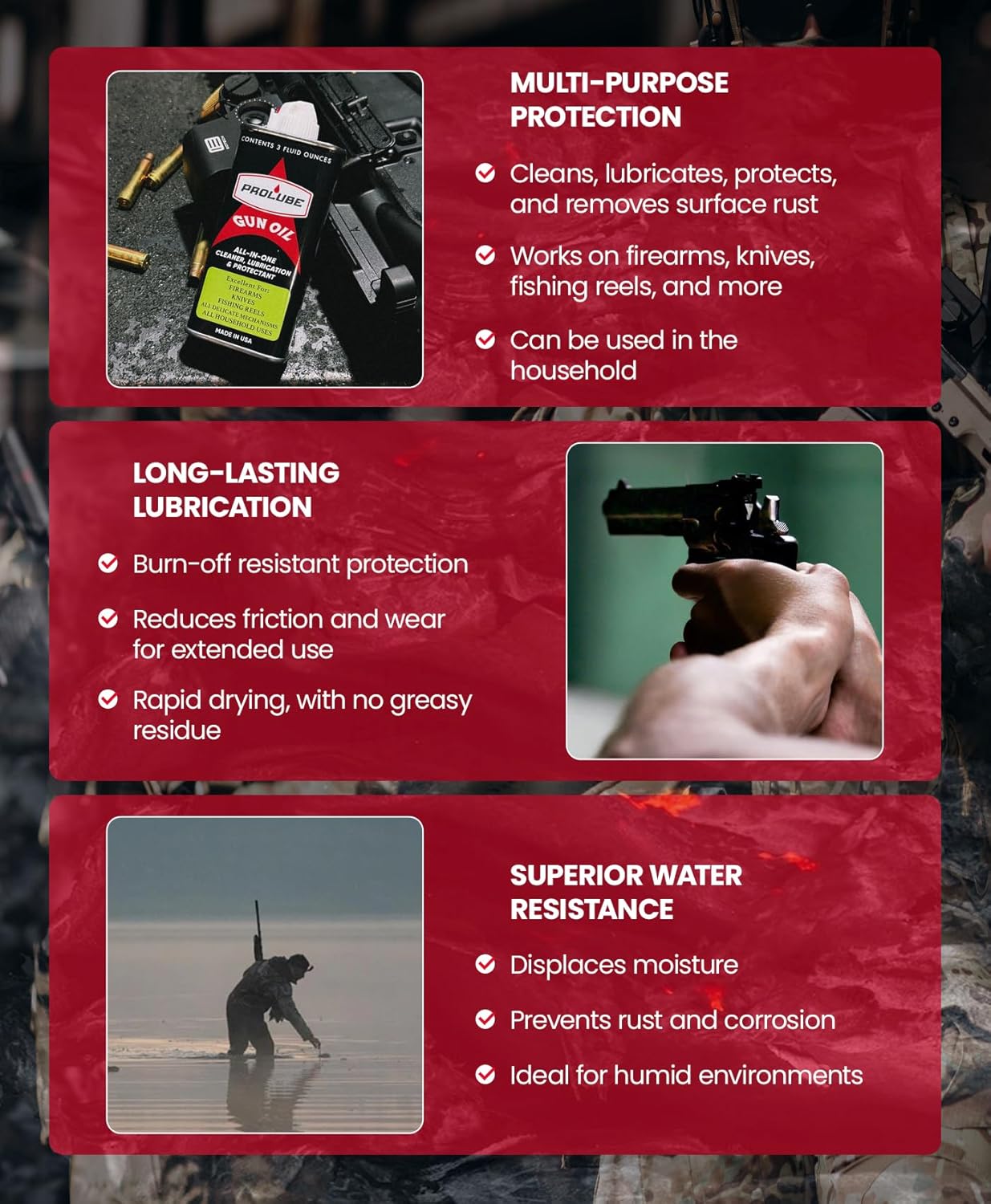 Prolube Gun Oil Bottle 3 OZ - Gun Lubricant for Firearms - Cleans, Lubricates & Protects Shotguns, Hunting Rifles & Tools - Reduces Friction & Resists Corrosion