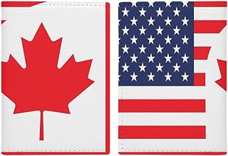 U.S. Flag Canada Flag Printed Passport Cover Protector RFID Blocking Travel Accessories Documents Organizer for Women Men