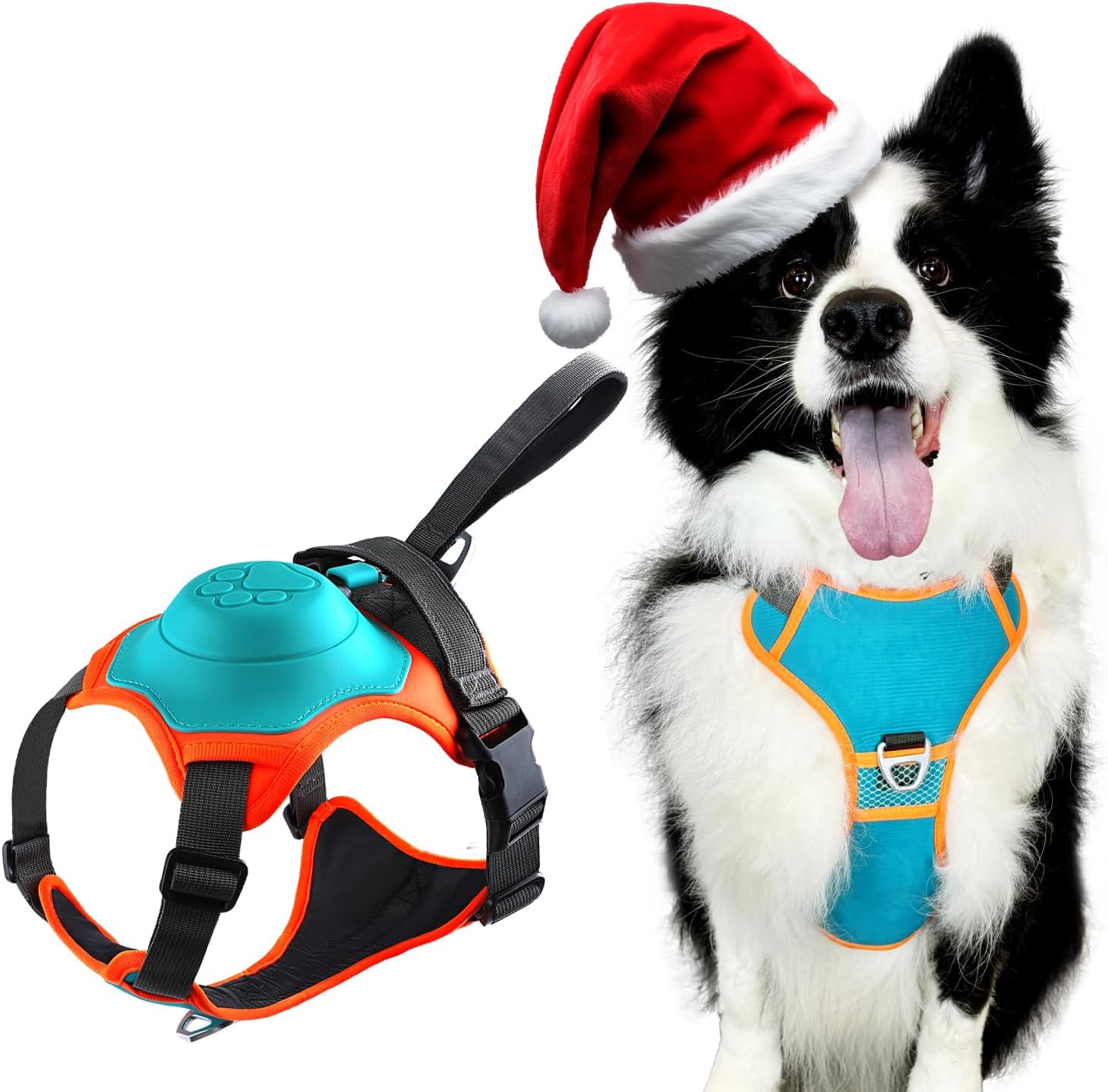 Dog Harness with Retractable Leash 51.2”,2-in-1 Large & Medium Dog Harness Vest with Built-in Auto-Stop Function Leash, 370 LB of Pull Adjustable Dog Walking Harness-L, Hand Free Dog Leash Harness Set