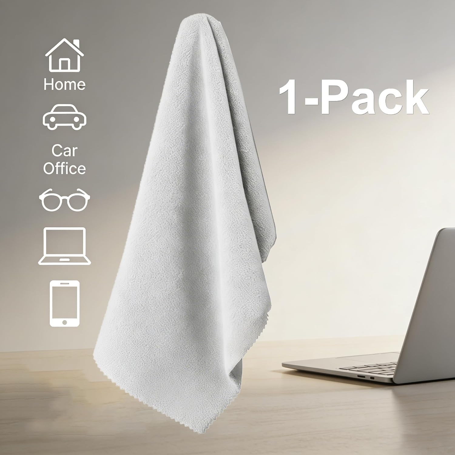 16x16 Inch Extra Large Microfiber Cloth – Streak-Free Cleaning for TV, Monitor, Window, Mirror, Glasses, VR, Camera and More