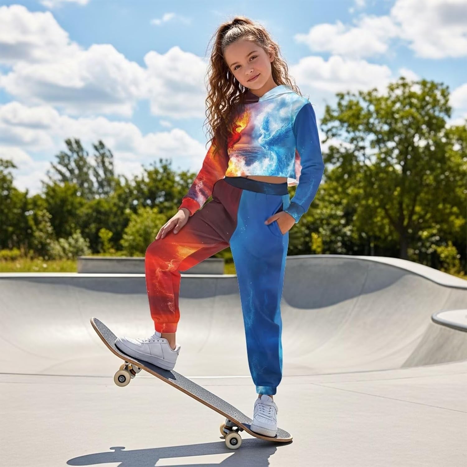 Girls 4-13Y Long Sleeve Crop Top Sweatshirts and Sweatpants Kids Back to School Clothes