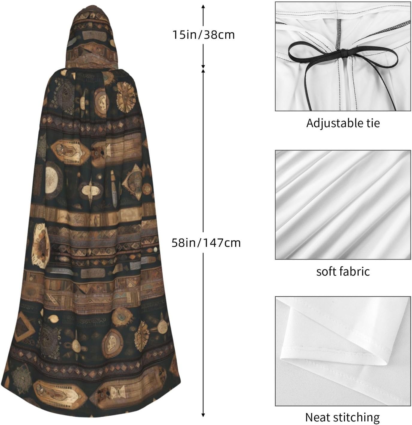 Bohemian Style Men Women Halloween Role Play Party Decoration Hooded Poncho
