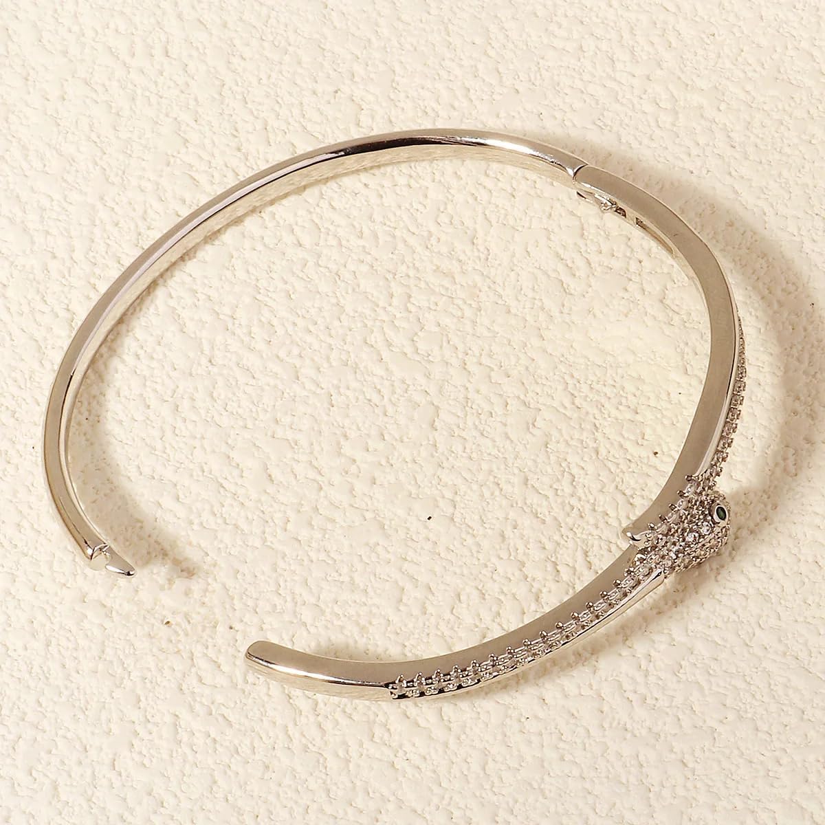 MOLOGO Copper Zirconium Snake Bracelet for Women Classic Handcrafted Crystal Opening Bangles Trendy Accessories
