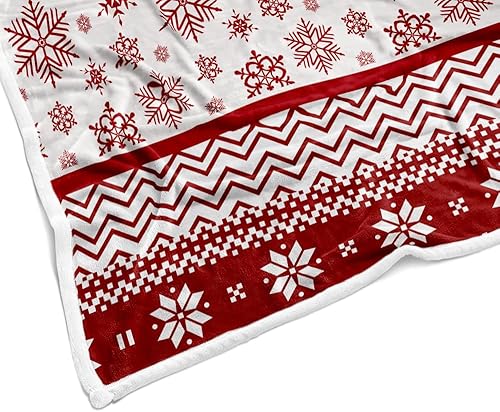 Miniatura 4 de Manta de Navidad roja de forro polar rojo para invierno, súper suave, cálida, acogedora, reversible, mullida, con patrones de copos de nieve, manta
