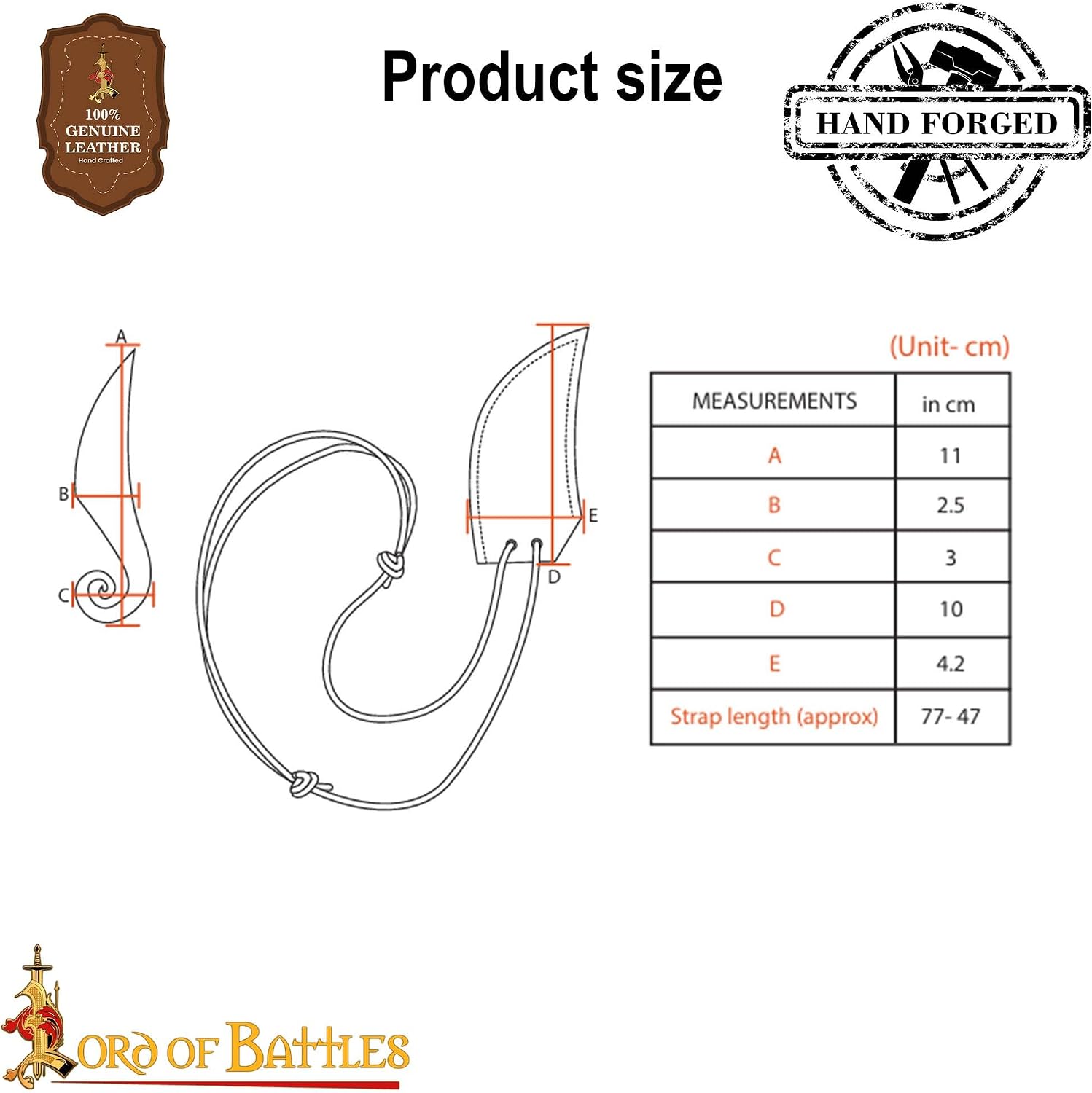 Lord of Battles Viking Pocket Knife Handforged Fixed Blade Vintage Art Collection Neck Accessory, Unique Gifts for Men, Carbon Steel with Genuine Leather Sheath (Neck Knife with Leather Sheath)