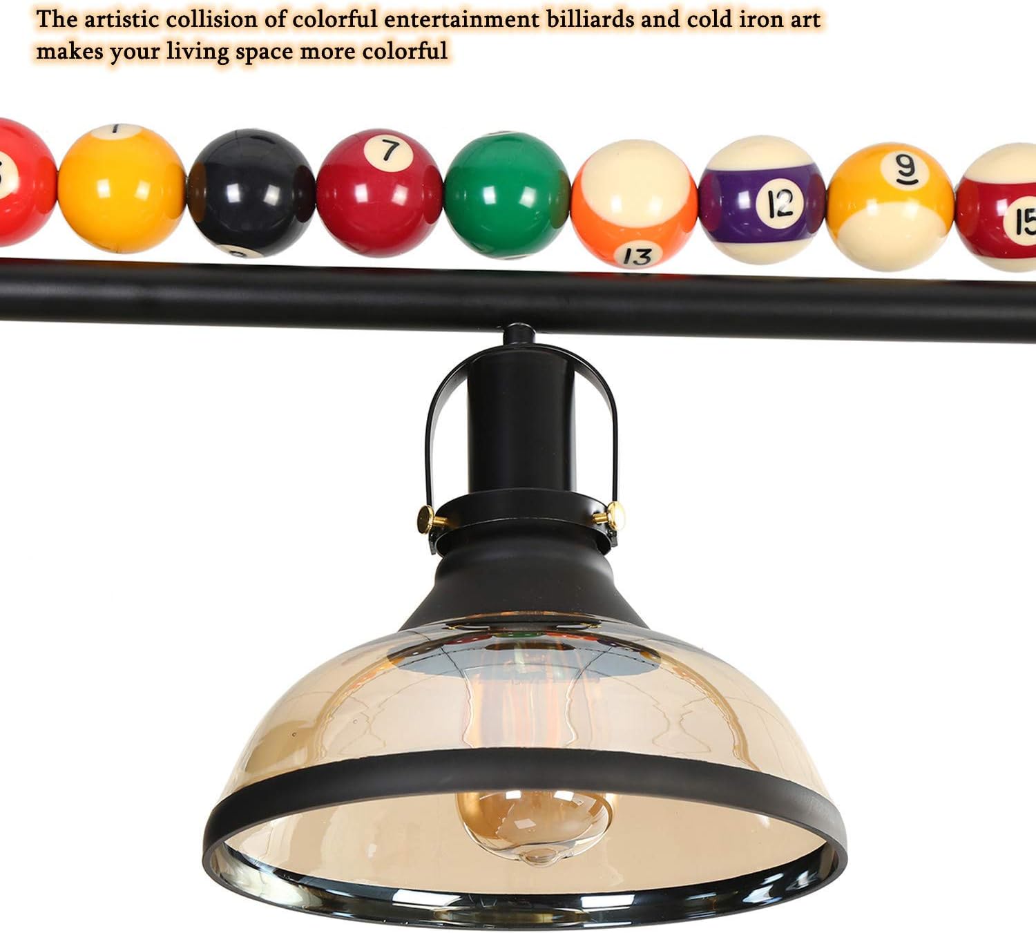 Pool Table Lights,Billiard table light,Farmhouse Chandelier,Industrial Loft 3 Head Iron Kitchen Light fixtures Fittings Pot Lid Glass Lampshade,Billiard Decoration Creative Lights for Bar,Pool Table