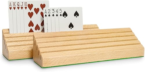 9.85 pulgadas - Soporte para cartas de haya maciza de tamaño estándar, juego de 2 piezas, almacenamiento de tarjetas