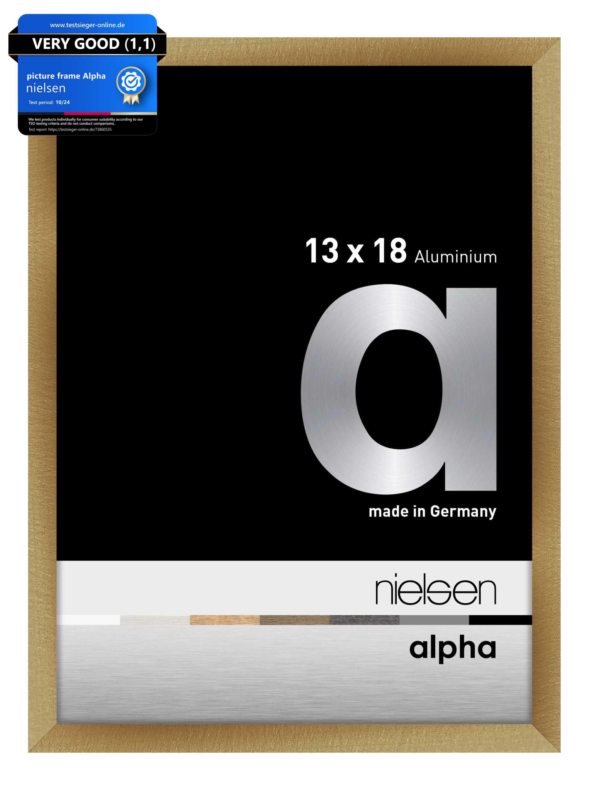 Nielsen  Alpha Aluminium Picture Frame With Glass Front - Brushed Amber - 13 x 18cm