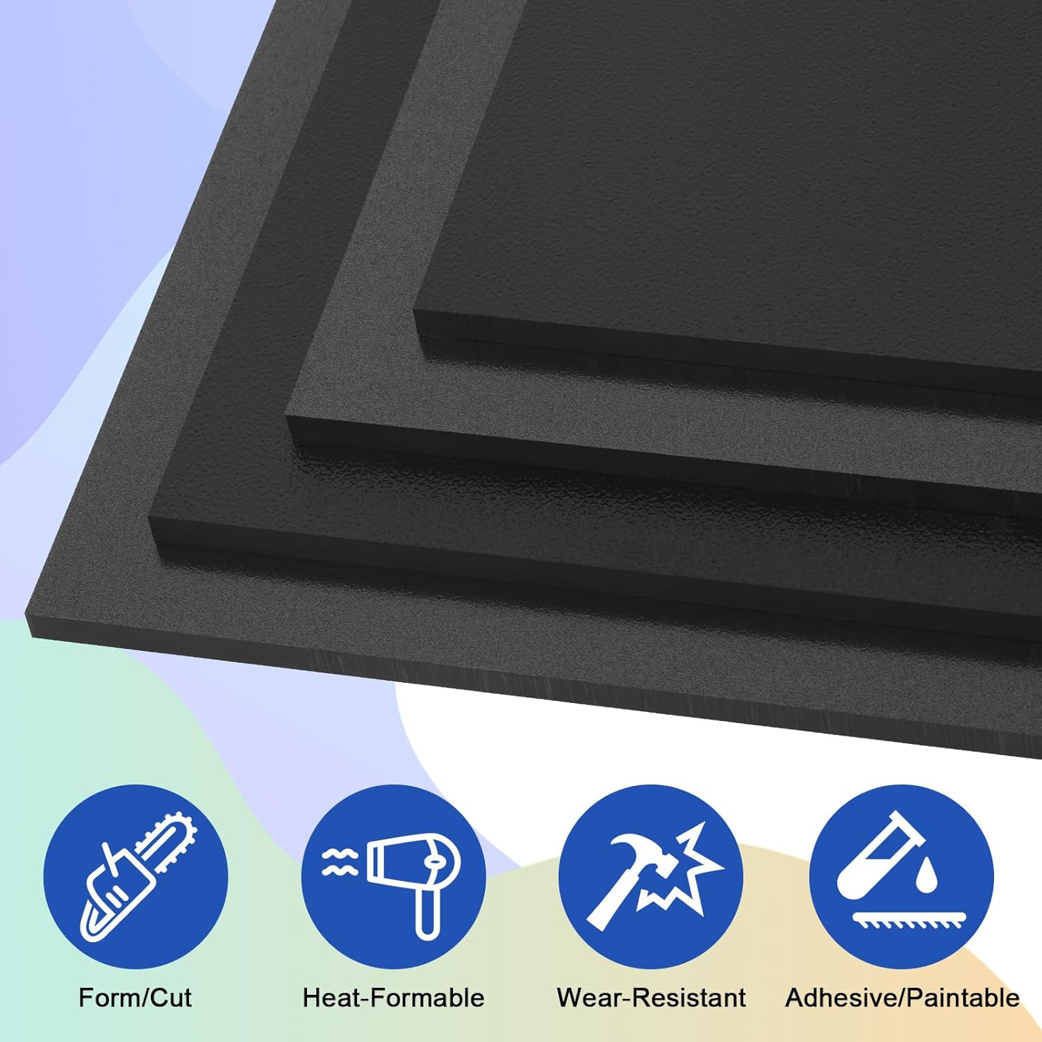 Black ABS Plastic Sheet 24" x 36" x 1/4" Thick Black Rigid Thermoplastic Sheet (Upgrade Surface) 6MM Flexible High Tensile ABS Moldable Plastic Panel for Crafts, DIY, Signs