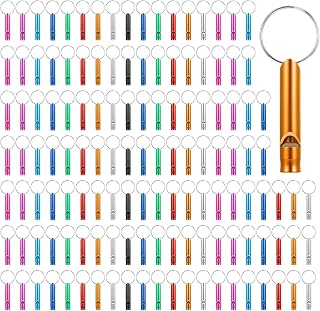 140 Pcs Emergency Survival Whistle with Keychain, Aluminum Extra Loud Safety Survival Whistle Key Chain for Outdoor Camping Hiking Hunting Boating Sports and Emergency Situations, Multicolor