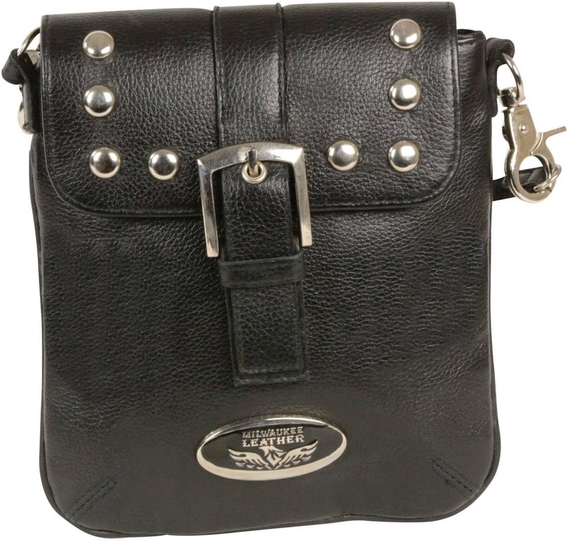MP8805 Women's Black Small Leather Studded Shoulder Bag