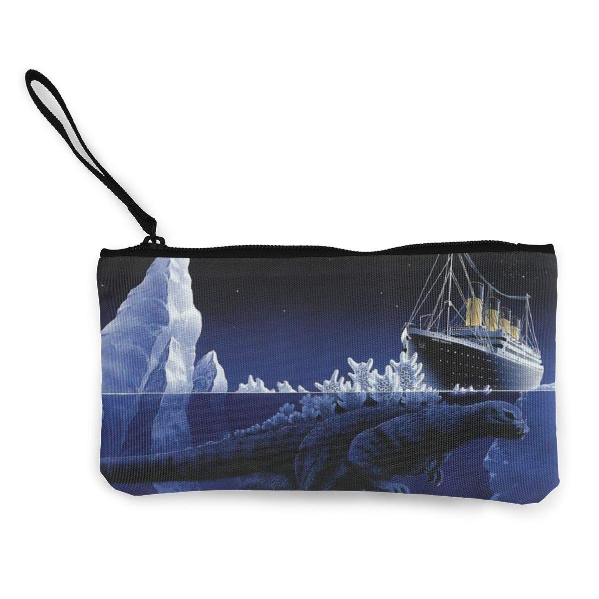 Godzilla Lceberg Cash Coin Purses?Canvas Zipper Make Up Pouches with Wristlet Strap Cellphone Purse