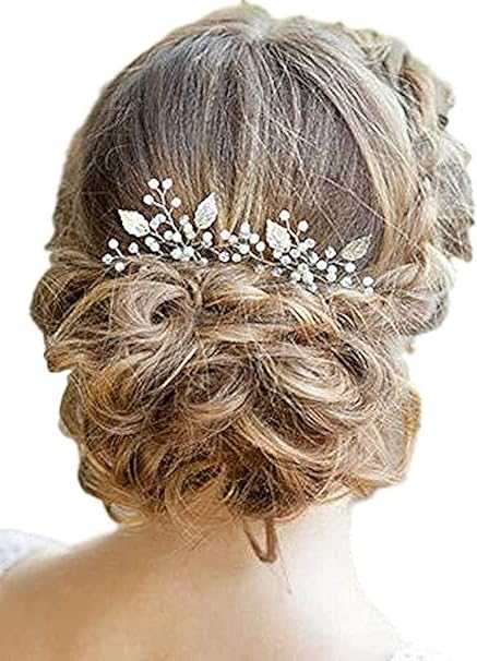 Amazon リーフ パール ヘアクリップ ヘアピン ヘアアクセサリー ブライダル 結婚式 ウェディング パーティー花嫁 ヘッドドレス 髪飾り J S Select 2個 J S Select ビューティー 通販
