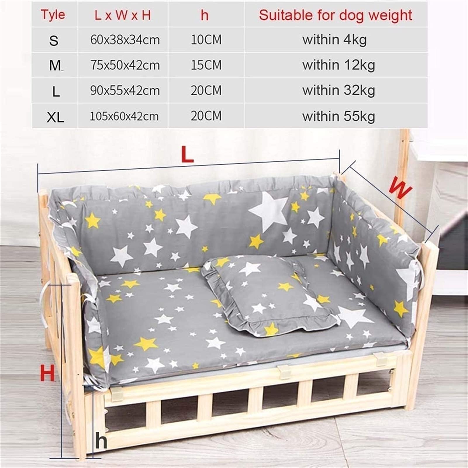 PawHut Sofá Para Perros Medianos Cama Elevada Para Perros Con Patas De Madera Cama Para Mascotas