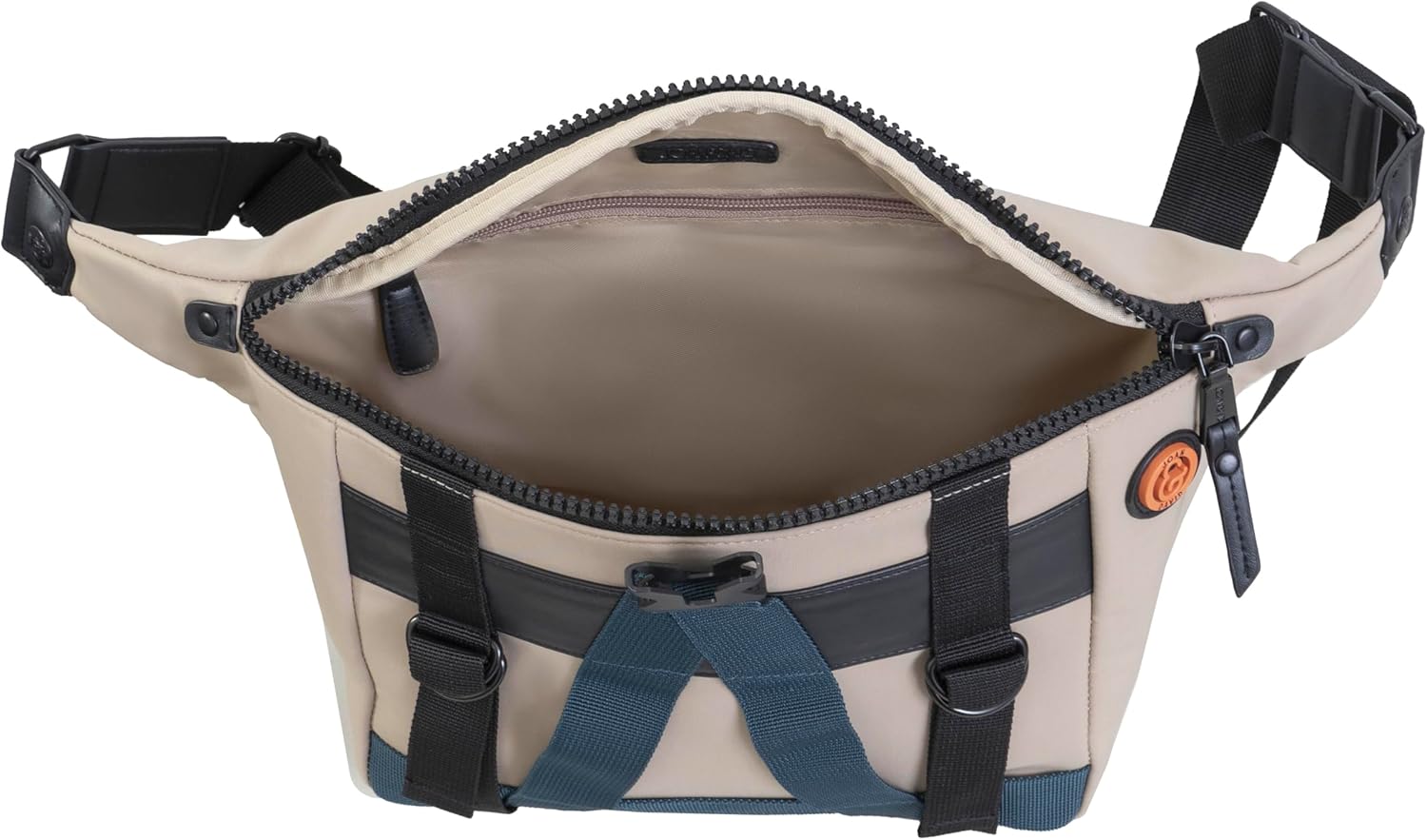 Joan & David 20 Inch Sport Nylon Travel Sling Pouch with Slip Pockets (Tan/Multi) - Image 3