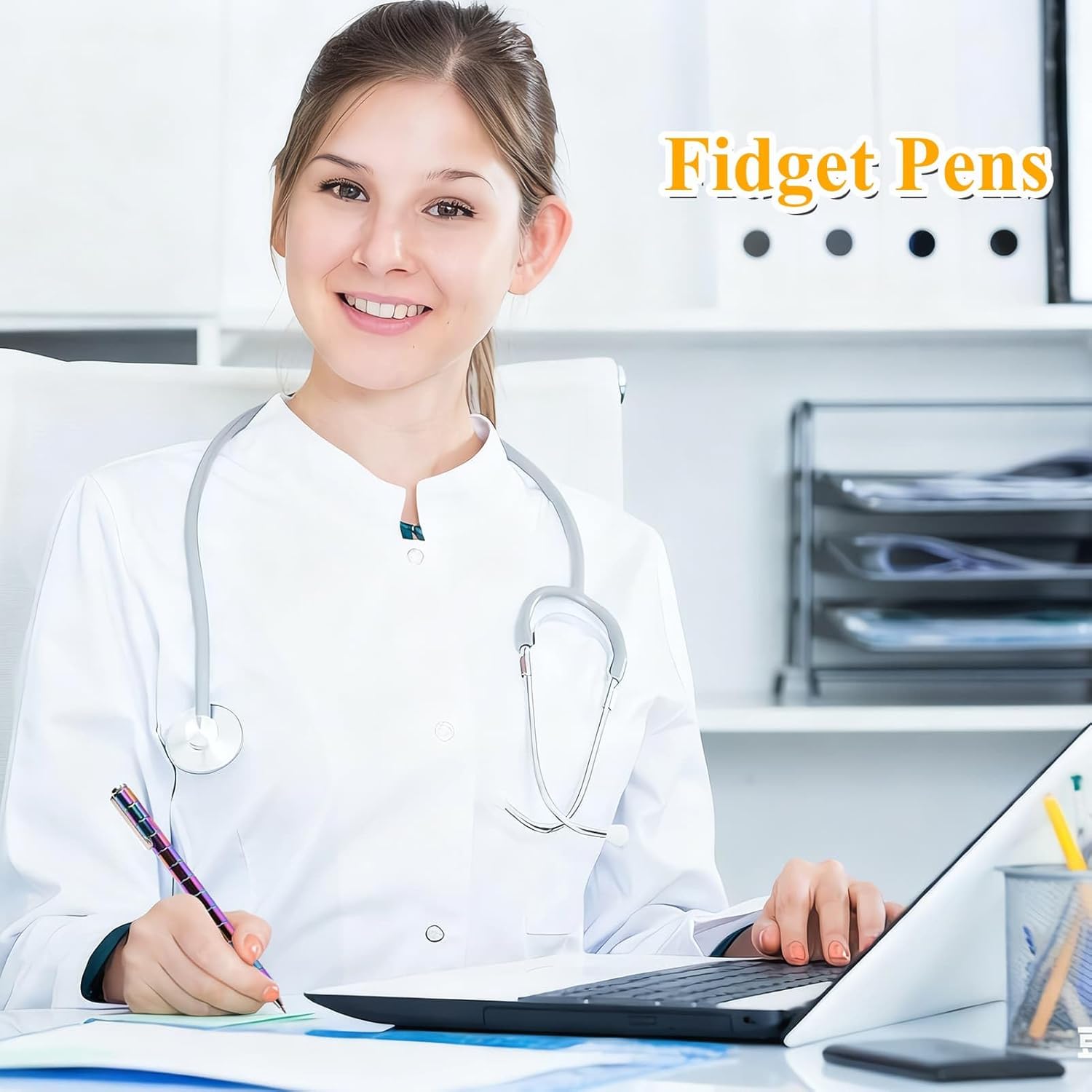 Fidget Toy Pen for Men Teens - Cool Gadget for Women Adults Polar Magnet Metal Tube Pen with Stylus & Refills, ADHD Anxiety Relief Desk Toys for Office Workers, Creative Gift Set for Teen Boys Girls