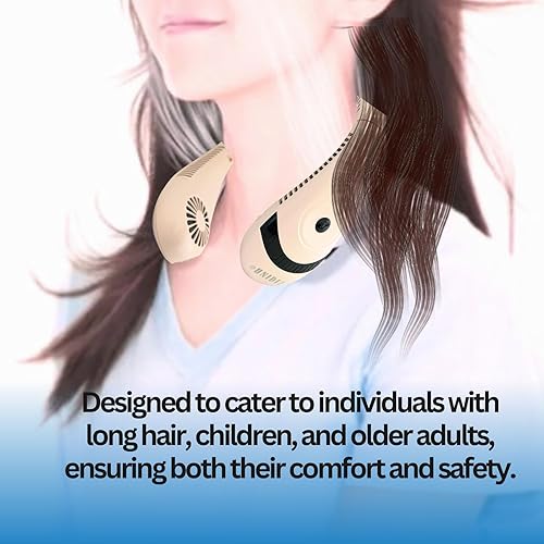 Miniatura 6 de Ventilador de cuello sin aspas, 3 niveles de velocidad del viento, pantalla digital LED de 5000 mAh, ventilador personal de flujo de aire de