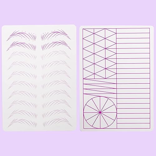 2 piezas de dos lados de 0.059 in de grosor para cejas, piel de práctica de tatuajes de silicona con líneas moradas para microblading Nano Brows