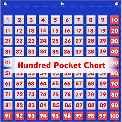 Miniatura 7 de Hundreds - Tabla de bolsillo para niños, tabla de aprendizaje de números para aula y hogar, 0-120 tarjetas de números de doble cara y 9 tarjetas de