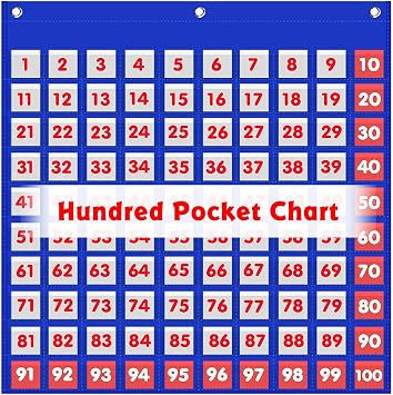 Hundreds Pocket Chart for Classroom, 1-100 Math Counting Chart