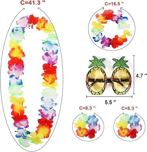 Miniatura 3 de XEPST Kit de disfraz de falda hula para fiesta de Hawaii Luau, juego de 2 personas con falda de hierba, Lei hawaiano, pinza para el cabello de